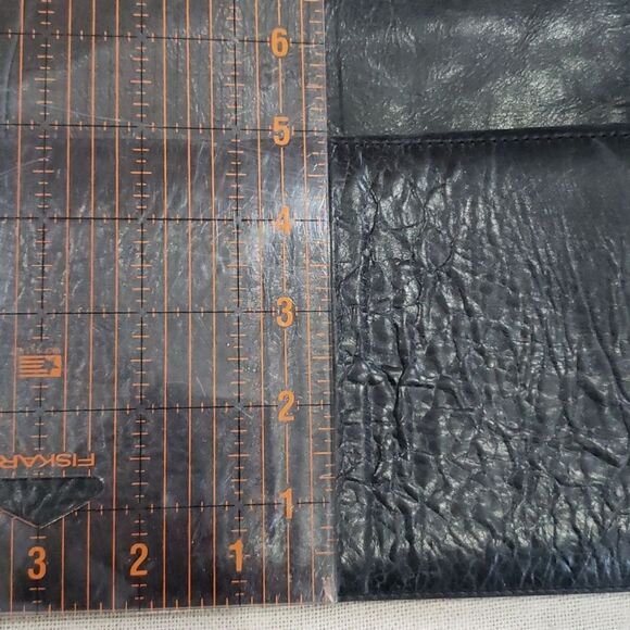 Franco Sarto Purse Hobo Distressed Leather Black Silver Link Hardware Tote - Picture 8 of 10